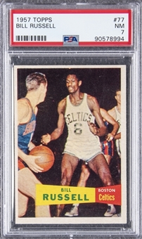 1957-58 Topps #77 Bill Russell SP Rookie Card – PSA NM 7